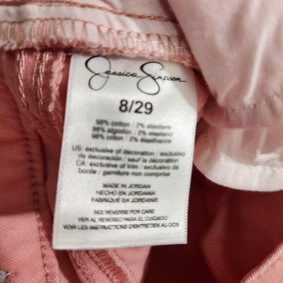 Jessica Simpson Jeans Womens 8 Pink Rolled Crop Skinny Stretch Pants Denim - Picture 6 of 16